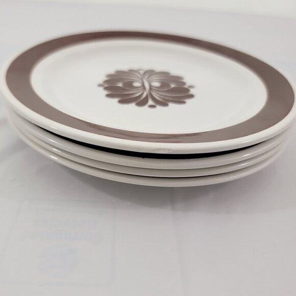 Vtg Egersund Norway TANA Brown Retro Appetizer Dessert Bread & Plates – Set of 4 - Picture 11 of 12